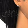 Sterling Silver Stud Earring, with White Cubic Zirconia, Polished, Rose Gold Finish, 02.285.0047