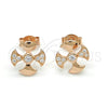 Sterling Silver Stud Earring, with White Cubic Zirconia, Polished, Rose Gold Finish, 02.285.0047