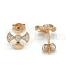 Sterling Silver Stud Earring, with White Cubic Zirconia, Polished, Rose Gold Finish, 02.285.0047
