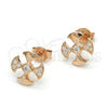 Sterling Silver Stud Earring, with White Cubic Zirconia, Polished, Rose Gold Finish, 02.285.0047