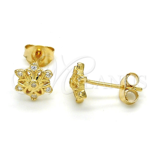 Sterling Silver Ring — Stud Earring Flower Design with White Cubic Zirconia — main product view — SKU 121515 | Plata 925 anillo — Stud Earring flor diseño with blanco Cubic Zirconia — SKU 121515