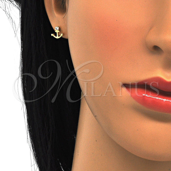 Sterling Silver Ring — Stud Earring Anchor Design with White Cubic Zirconia — alternate product view — SKU 121516 | Plata 925 anillo — Stud Earring Anchor diseño with blanco Cubic Zirconia — SKU 121516