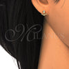 Sterling Silver Stud Earring, Anchor Design, with White Cubic Zirconia, Polished, Golden Finish, 02.285.0049