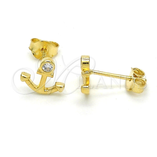 Sterling Silver Ring — Stud Earring Anchor Design with White Cubic Zirconia — main product view — SKU 121516 | Plata 925 anillo — Stud Earring Anchor diseño with blanco Cubic Zirconia — SKU 121516