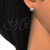 Sterling Silver Stud Earring, Flower Design, with White Cubic Zirconia, Polished, Raw, 02.285.0052