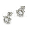 Sterling Silver Stud Earring, Flower Design, with White Cubic Zirconia, Polished, Raw, 02.285.0052