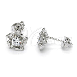 Sterling Silver Ring — Stud Earring Flower Design with White Cubic Zirconia — main product view — SKU 121519 | Plata 925 anillo — Stud Earring flor diseño with blanco Cubic Zirconia — SKU 121519