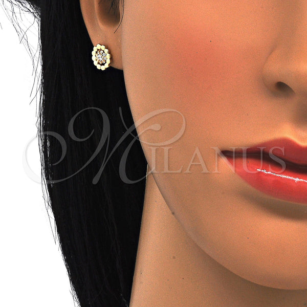 Sterling Silver Ring — Stud Earring Flower Design with White Cubic Zirconia — alternate product view — SKU 121520 | Plata 925 anillo — Stud Earring flor diseño with blanco Cubic Zirconia — SKU 121520