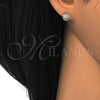 Sterling Silver Stud Earring, Flower Design, with White Cubic Zirconia, Polished, Golden Finish, 02.285.0053