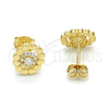 Sterling Silver Stud Earring, Flower Design, with White Cubic Zirconia, Polished, Golden Finish, 02.285.0053