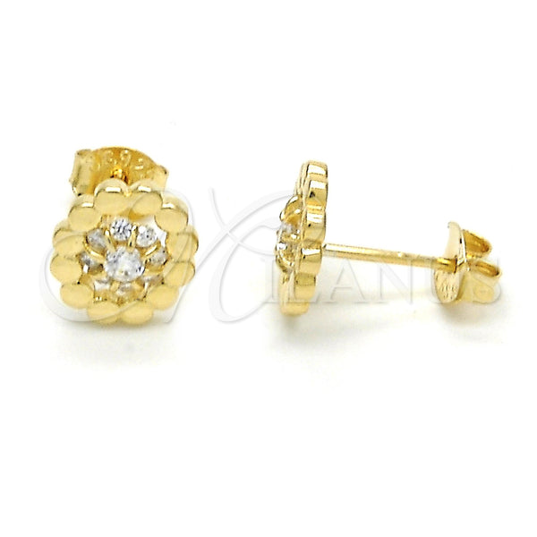 Sterling Silver Ring — Stud Earring Flower Design with White Cubic Zirconia — main product view — SKU 121520 | Plata 925 anillo — Stud Earring flor diseño with blanco Cubic Zirconia — SKU 121520