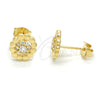 Sterling Silver Stud Earring, Flower Design, with White Cubic Zirconia, Polished, Golden Finish, 02.285.0053