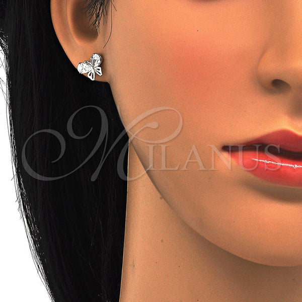 Sterling Silver Ring — Stud Earring Butterfly Design with White Cubic Zirconia — alternate product view — SKU 121522 | Plata 925 anillo — Stud Earring Butterfly diseño with blanco Cubic Zirconia — SKU 121522