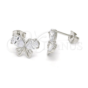 Sterling Silver Ring — Stud Earring Butterfly Design with White Cubic Zirconia — main product view — SKU 121522 | Plata 925 anillo — Stud Earring Butterfly diseño with blanco Cubic Zirconia — SKU 121522