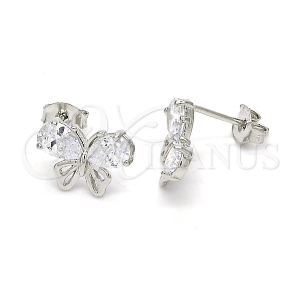 Sterling Silver Ring — Stud Earring Butterfly Design with White Cubic Zirconia — main product view — SKU 121522 | Plata 925 anillo — Stud Earring Butterfly diseño with blanco Cubic Zirconia — SKU 121522