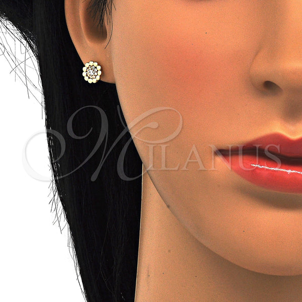 Sterling Silver Ring — Stud Earring Flower Design with White Cubic Zirconia — alternate product view — SKU 121525 | Plata 925 anillo — Stud Earring flor diseño with blanco Cubic Zirconia — SKU 121525
