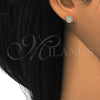 Sterling Silver Stud Earring, Flower Design, with White Cubic Zirconia, Polished, Golden Finish, 02.285.0058