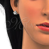 Sterling Silver Stud Earring, Crown Design, with White Cubic Zirconia, Polished, Raw, 02.285.0059