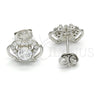 Sterling Silver Stud Earring, Crown Design, with White Cubic Zirconia, Polished, Raw, 02.285.0059
