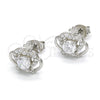 Sterling Silver Stud Earring, Crown Design, with White Cubic Zirconia, Polished, Raw, 02.285.0059