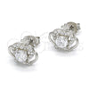 Sterling Silver Stud Earring, Crown Design, with White Cubic Zirconia, Polished, Raw, 02.285.0059