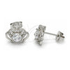 Sterling Silver Stud Earring, Crown Design, with White Cubic Zirconia, Polished, Raw, 02.285.0059