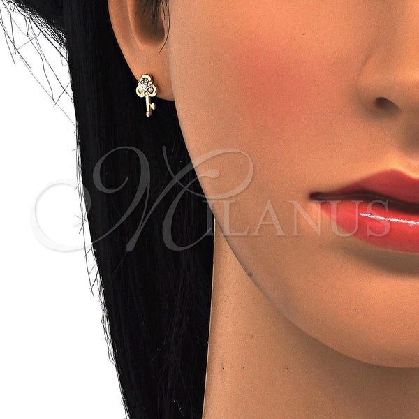 Sterling Silver Ring — Stud Earring key Design with White Cubic Zirconia — alternate product view — SKU 121529 | Plata 925 anillo — Stud Earring key diseño with blanco Cubic Zirconia — SKU 121529