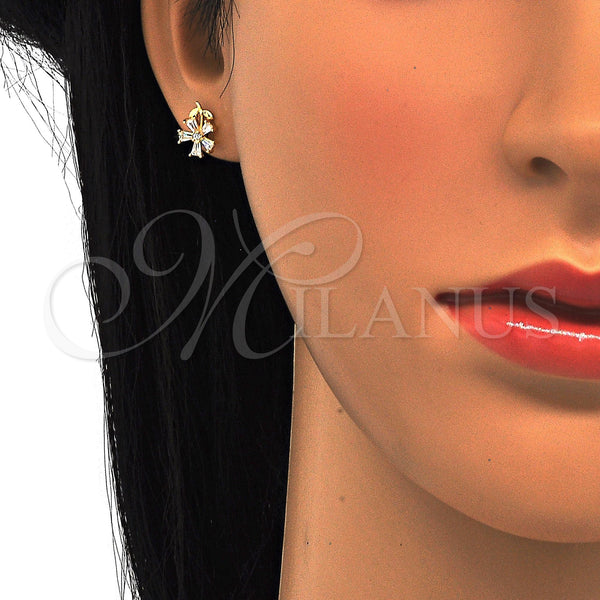 Sterling Silver Ring — Stud Earring Flower Design with White Cubic Zirconia — alternate product view — SKU 121531 | Plata 925 anillo — Stud Earring flor diseño with blanco Cubic Zirconia — SKU 121531