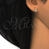 Sterling Silver Stud Earring, Flower Design, with White Cubic Zirconia, Polished, Golden Finish, 02.285.0064