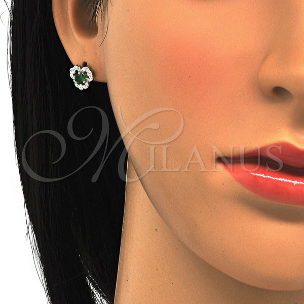Sterling Silver Ring — Stud Earring with Green and White Cubic Zirconia — alternate product view — SKU 121535 | Plata 925 anillo — Stud Earring with Green and blanco Cubic Zirconia — SKU 121535