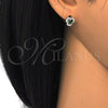 Sterling Silver Stud Earring, with Green and White Cubic Zirconia, Polished, Raw, 02.285.0067.1