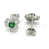 Sterling Silver Stud Earring, with Green and White Cubic Zirconia, Polished, Raw, 02.285.0067.1