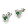 Sterling Silver Stud Earring, with Green and White Cubic Zirconia, Polished, Raw, 02.285.0067.1