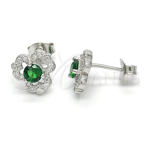 Sterling Silver Ring — Stud Earring with Green and White Cubic Zirconia — main product view — SKU 121535 | Plata 925 anillo — Stud Earring with Green and blanco Cubic Zirconia — SKU 121535