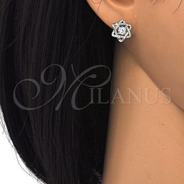 Sterling Silver Ring — Stud Earring with White Cubic Zirconia Polished Raw — alternate product view — SKU 121538 | Plata 925 anillo — Stud Earring with blanco Cubic Zirconia pulido Raw — SKU 121538