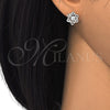 Sterling Silver Stud Earring, with White Cubic Zirconia, Polished, Raw, 02.285.0070