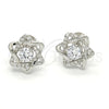 Sterling Silver Stud Earring, with White Cubic Zirconia, Polished, Raw, 02.285.0070