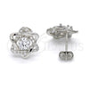 Sterling Silver Stud Earring, with White Cubic Zirconia, Polished, Raw, 02.285.0070