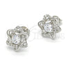 Sterling Silver Stud Earring, with White Cubic Zirconia, Polished, Raw, 02.285.0070