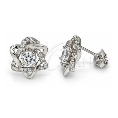 Sterling Silver Stud Earring, with White Cubic Zirconia, Polished, Raw, 02.285.0070