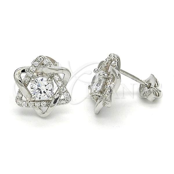 Sterling Silver Ring — Stud Earring with White Cubic Zirconia Polished Raw — main product view — SKU 121538 | Plata 925 anillo — Stud Earring with blanco Cubic Zirconia pulido Raw — SKU 121538