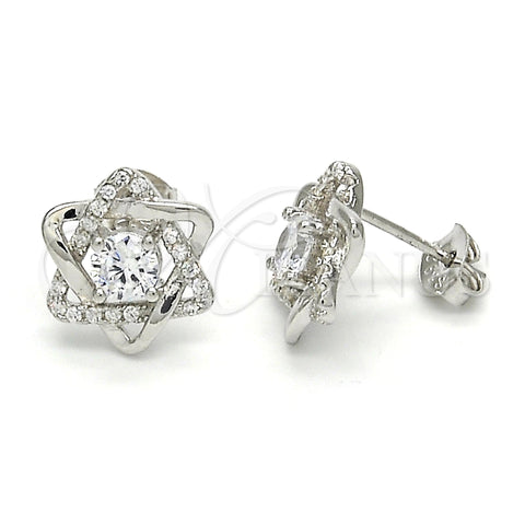Sterling Silver Stud Earring, with White Cubic Zirconia, Polished, Raw, 02.285.0070