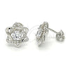 Sterling Silver Stud Earring, with White Cubic Zirconia, Polished, Raw, 02.285.0070