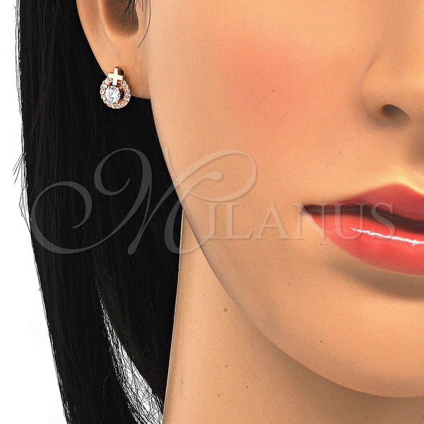 Sterling Silver Ring — Stud Earring Cross Design with White Cubic Zirconia — alternate product view — SKU 121542 | Plata 925 anillo — Stud Earring cruz diseño with blanco Cubic Zirconia — SKU 121542