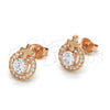 Sterling Silver Stud Earring, Cross Design, with White Cubic Zirconia, Polished, Rose Gold Finish, 02.285.0074
