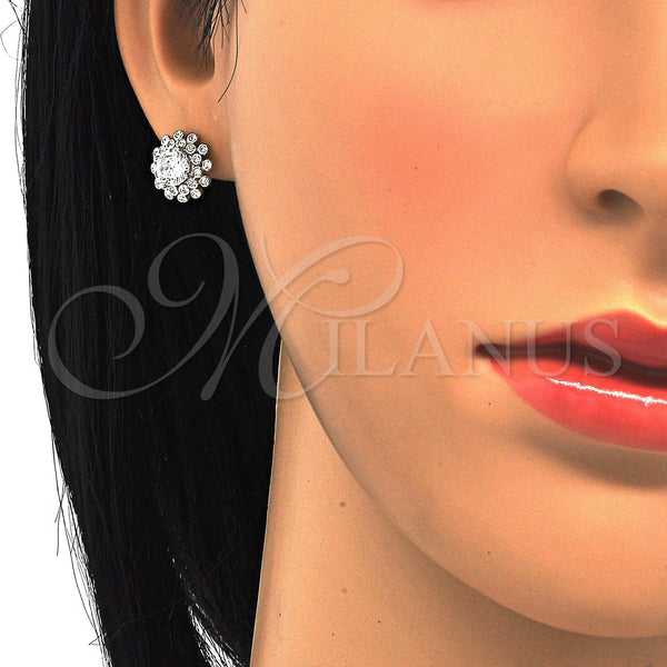 Sterling Silver Ring — Stud Earring with White Cubic Zirconia Polished Raw — alternate product view — SKU 121546 | Plata 925 anillo — Stud Earring with blanco Cubic Zirconia pulido Raw — SKU 121546