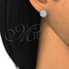 Sterling Silver Stud Earring, with White Cubic Zirconia, Polished, Raw, 02.286.0019