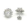 Sterling Silver Stud Earring, with White Cubic Zirconia, Polished, Raw, 02.286.0019