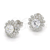 Sterling Silver Stud Earring, with White Cubic Zirconia, Polished, Raw, 02.286.0019