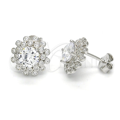 Sterling Silver Stud Earring, with White Cubic Zirconia, Polished, Raw, 02.286.0019 for wholesale, main product view